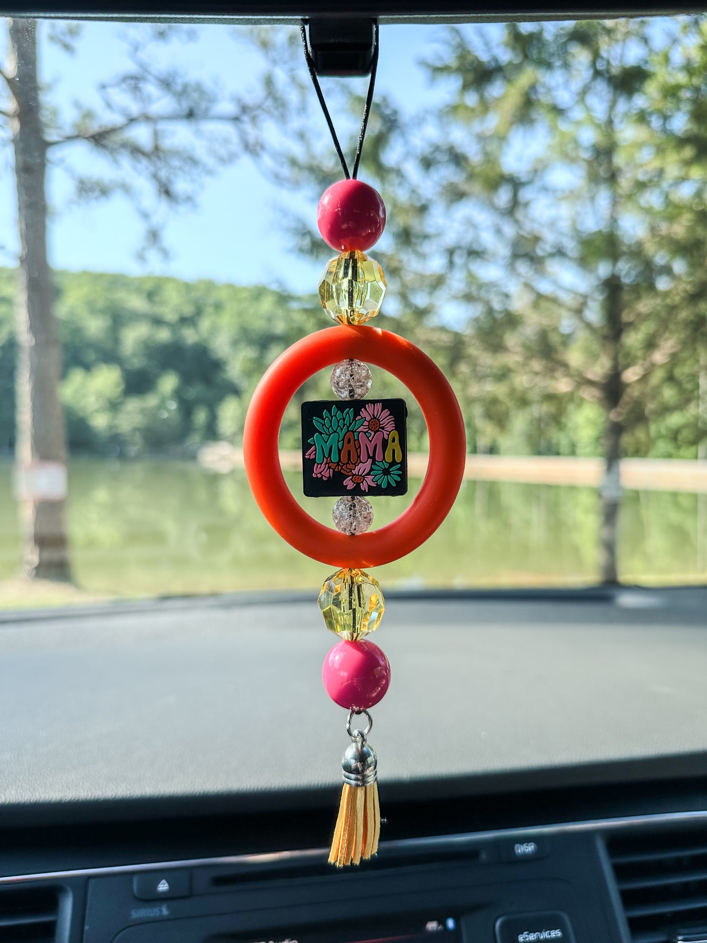 CAR CHARM - Floral MAMA {for Rearview Mirror}