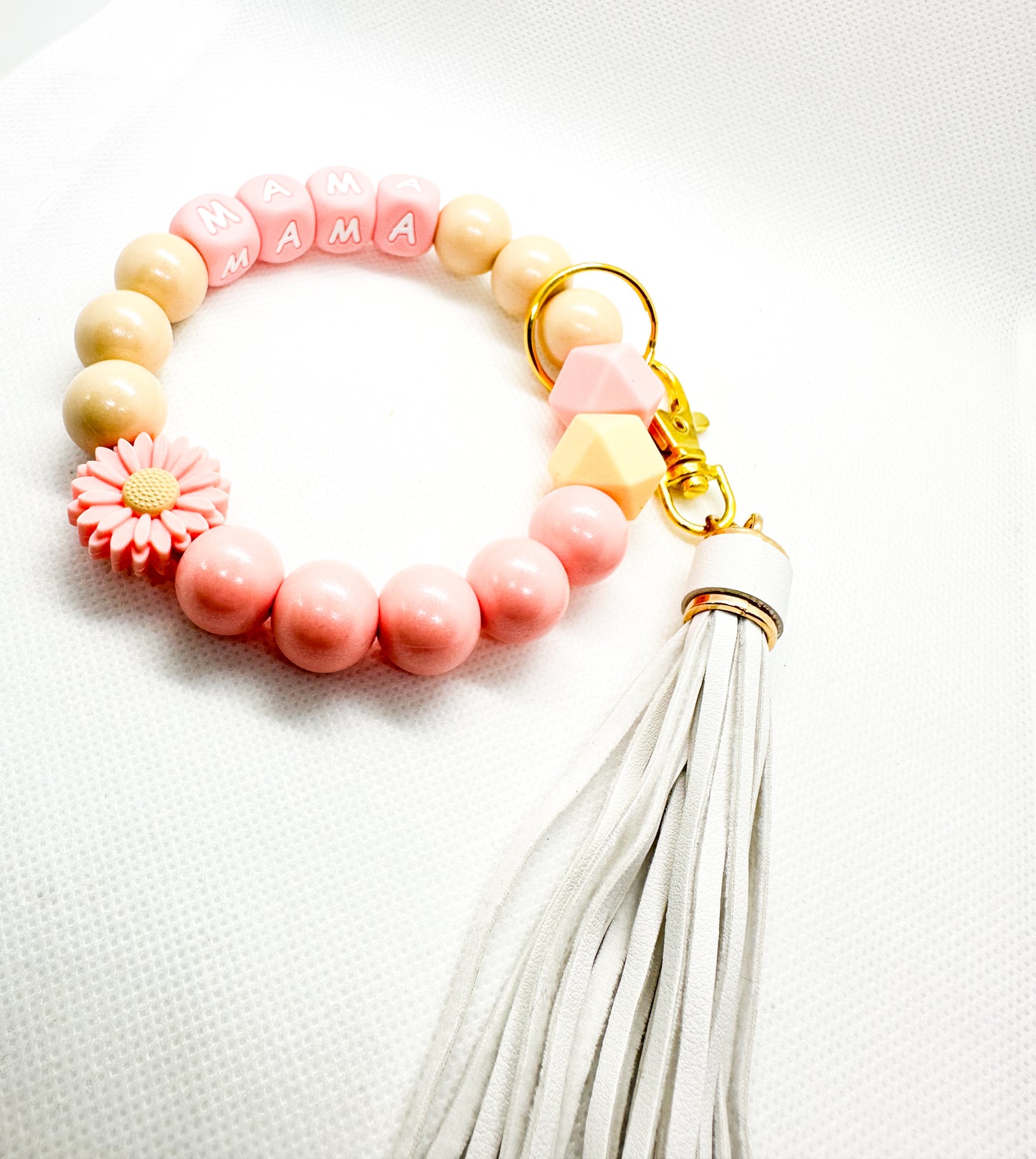 WRISTLET - Pink/Beige Mama with Daisy