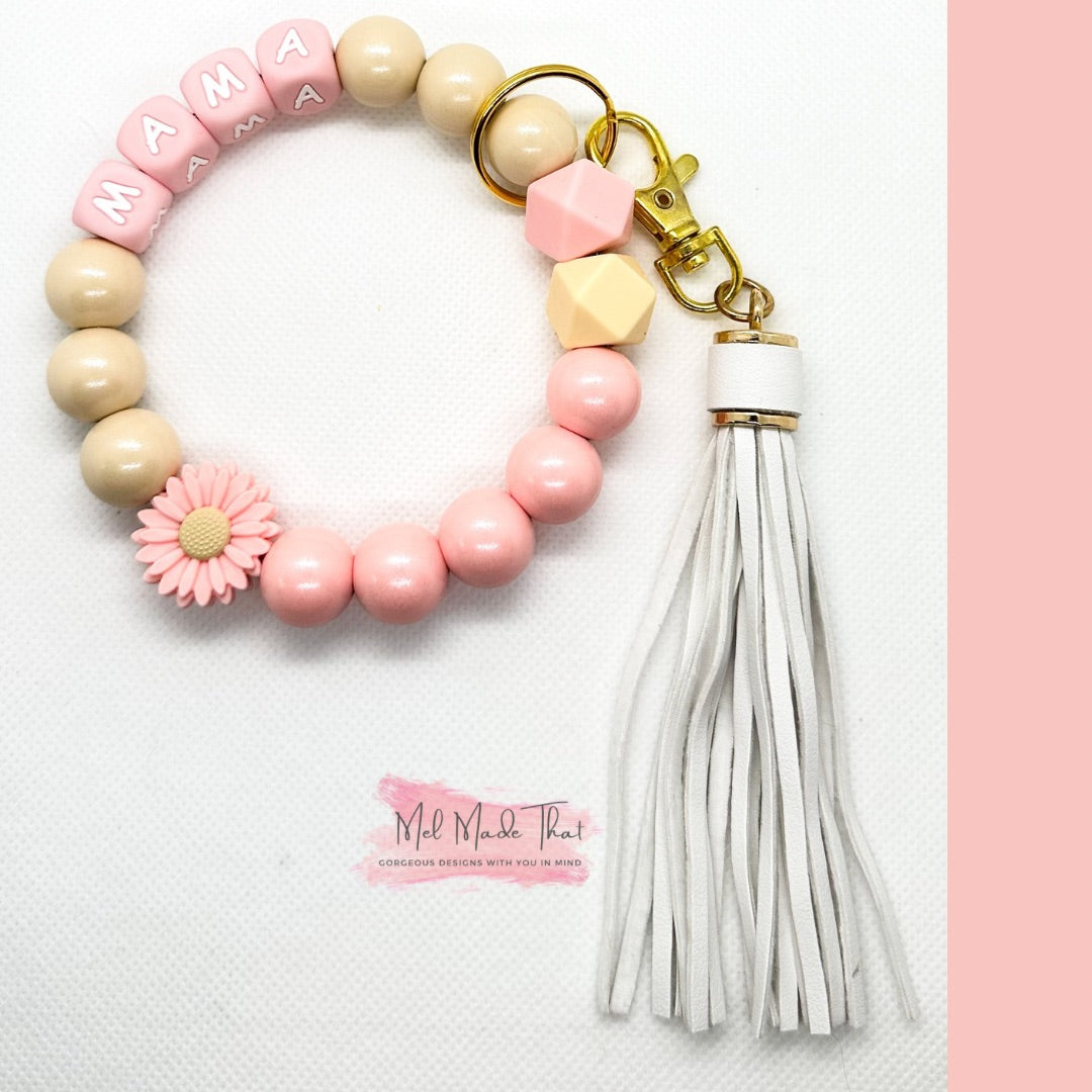 WRISTLET - Pink/Beige Mama with Daisy