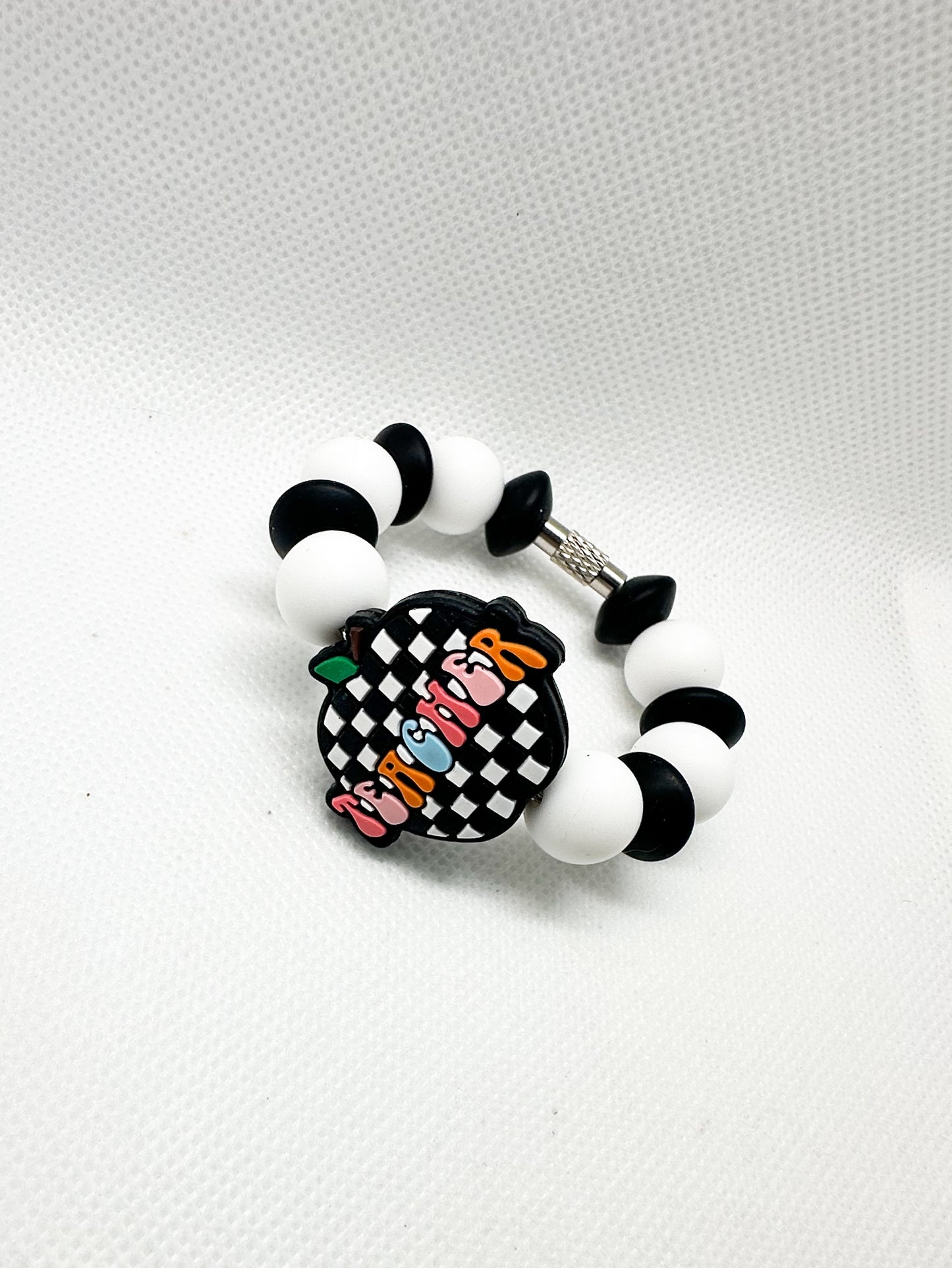 Cup Charm/Luggage Tag - Teacher - Checkered