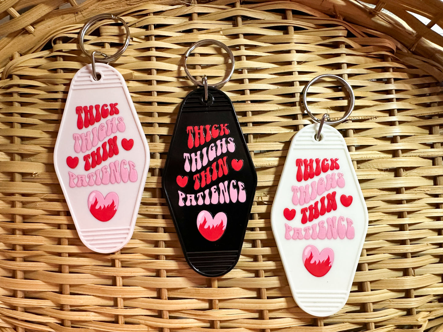Retro/Vintage Motel Keychain - Thick Thighs Thin Patience