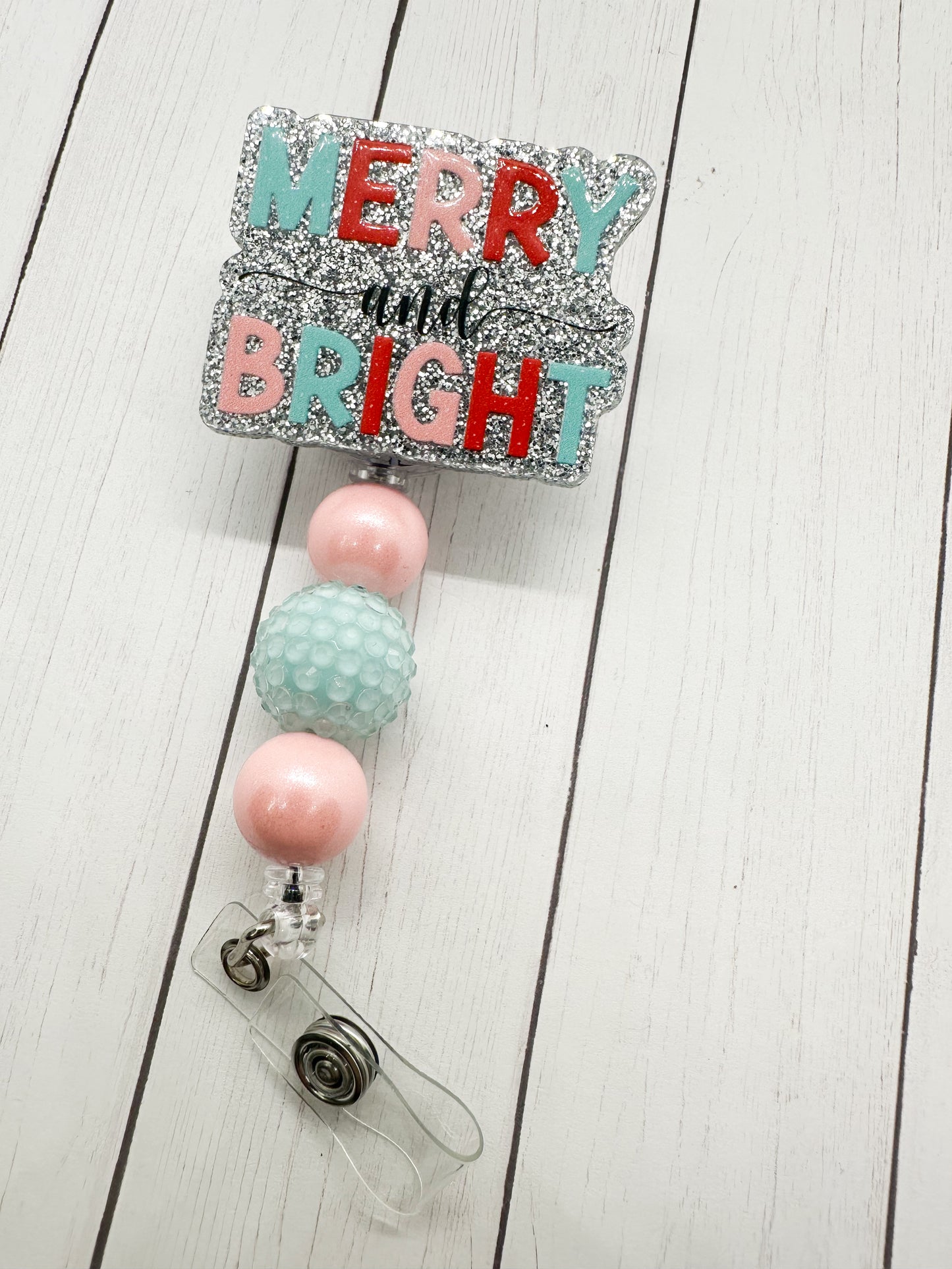 Badge Reel - Merry & Bright (Pink)