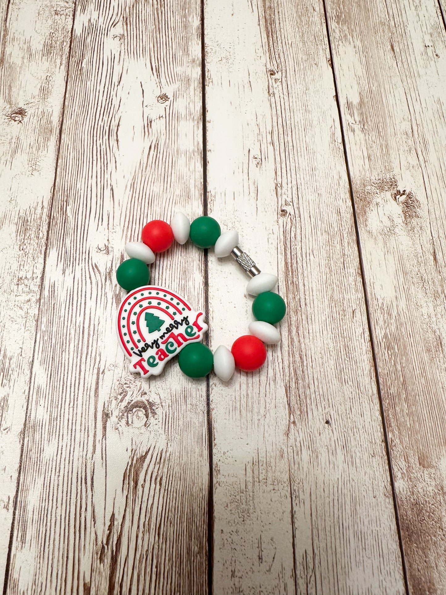 Very Merry Teacher Cup Charm/Luggage Tag