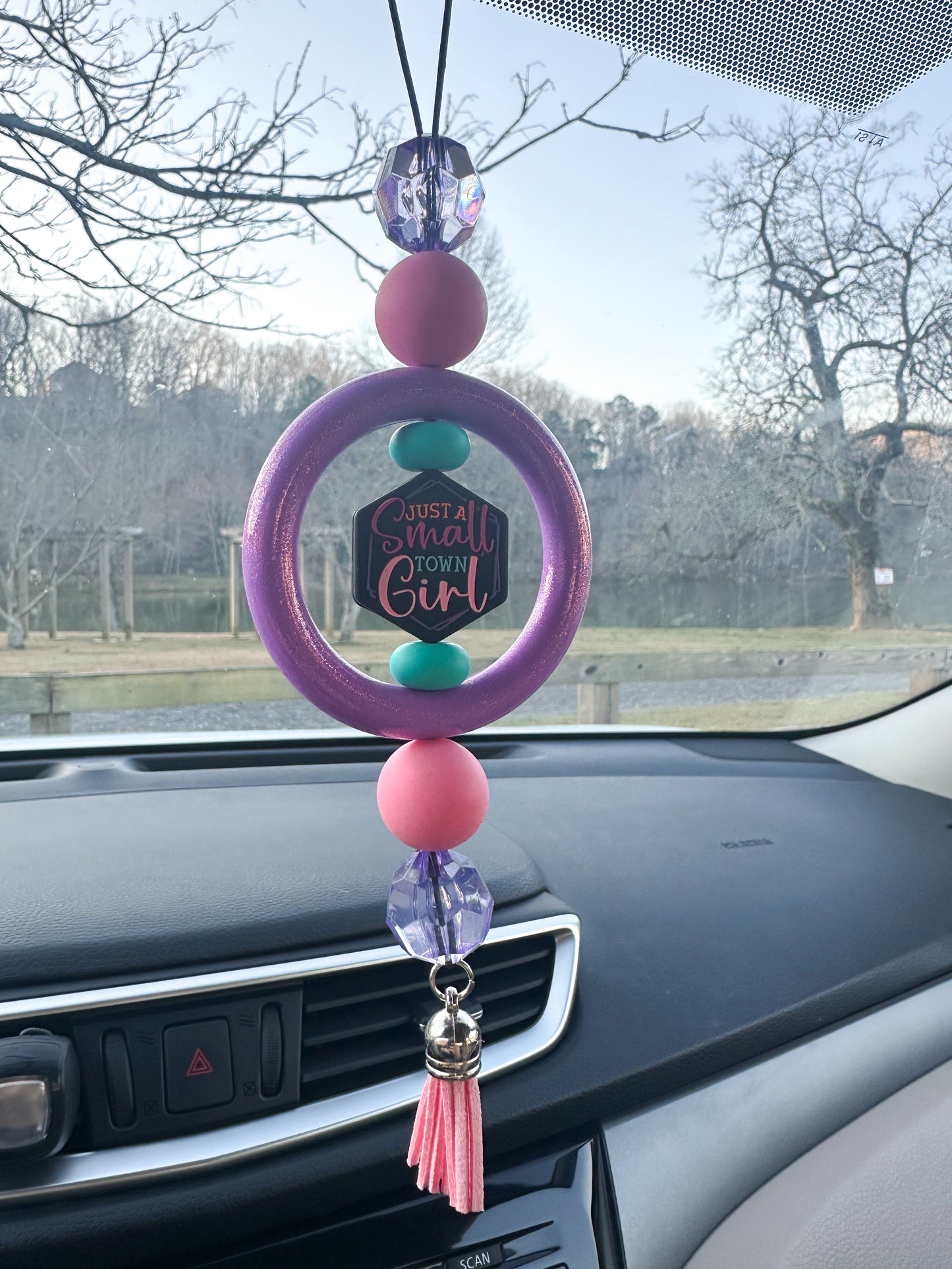 CAR CHARM - Just a Small Town Girl - Country - Western {for Rearview Mirror}