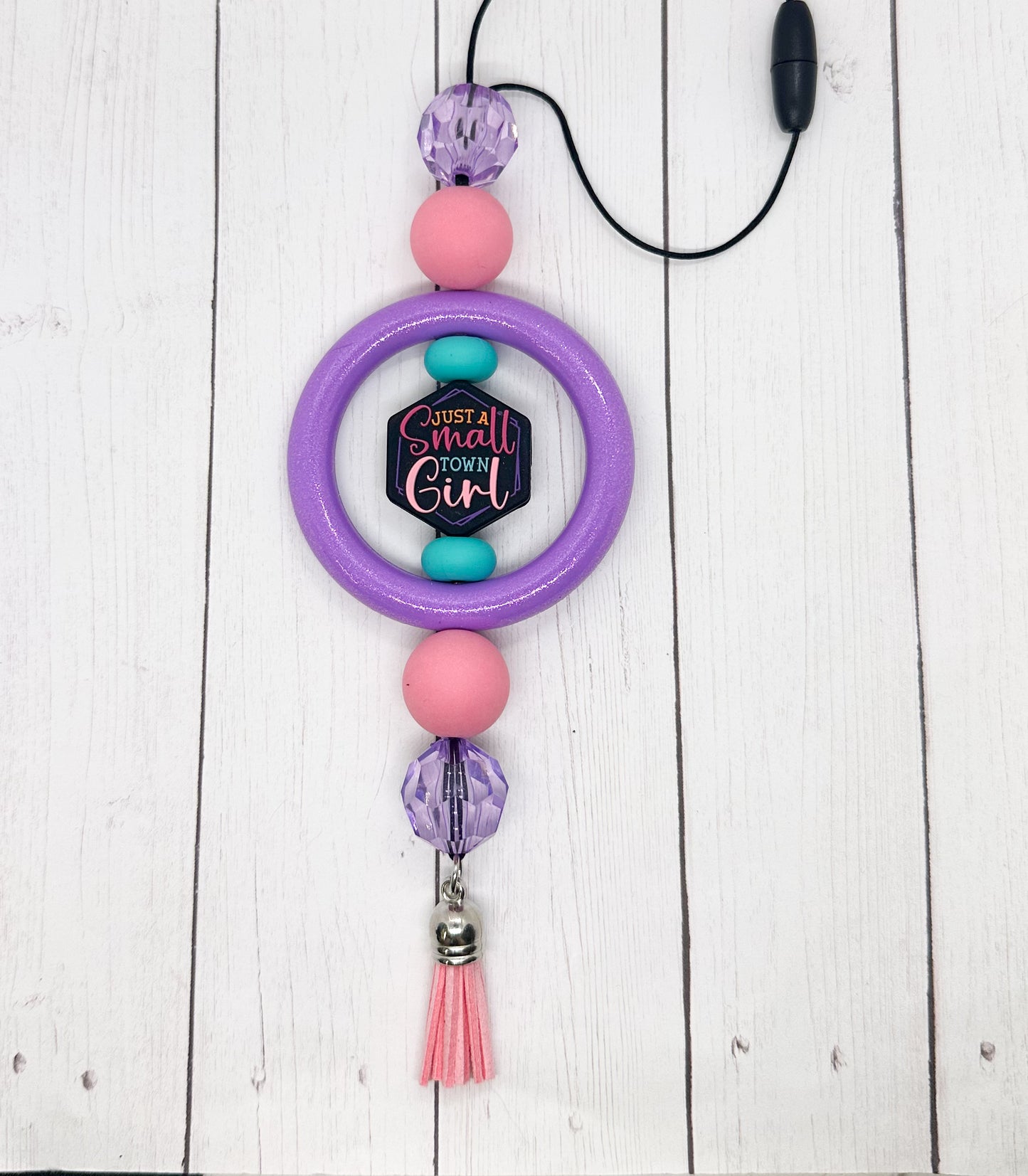 CAR CHARM - Just a Small Town Girl - Country - Western {for Rearview Mirror}