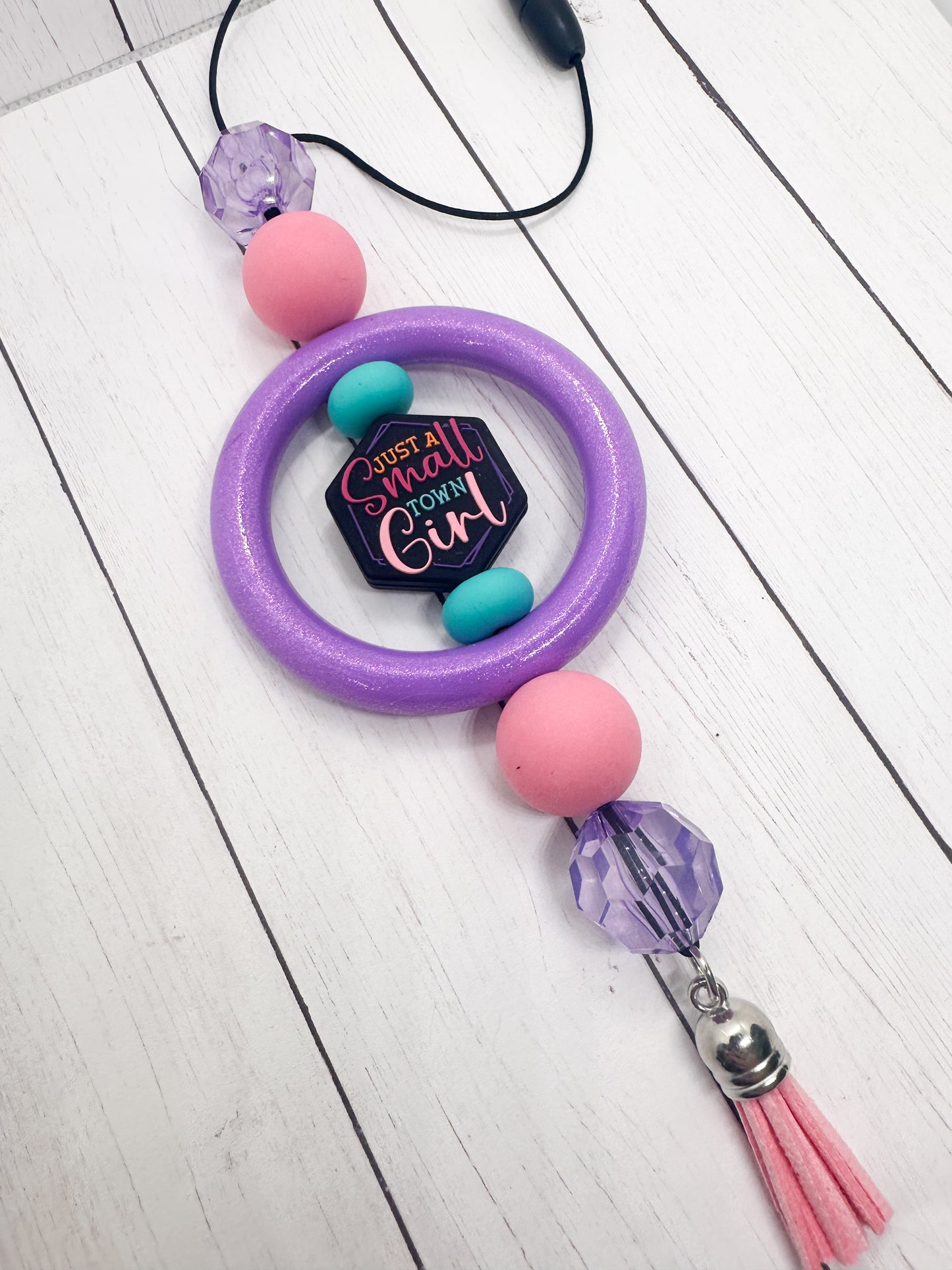 CAR CHARM - Just a Small Town Girl - Country - Western {for Rearview Mirror}
