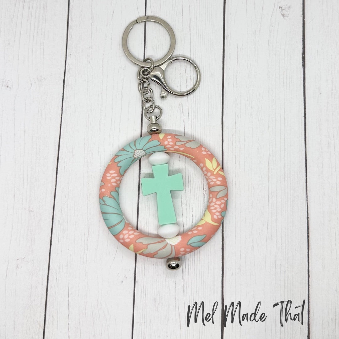 Turquoise Cross Keychain