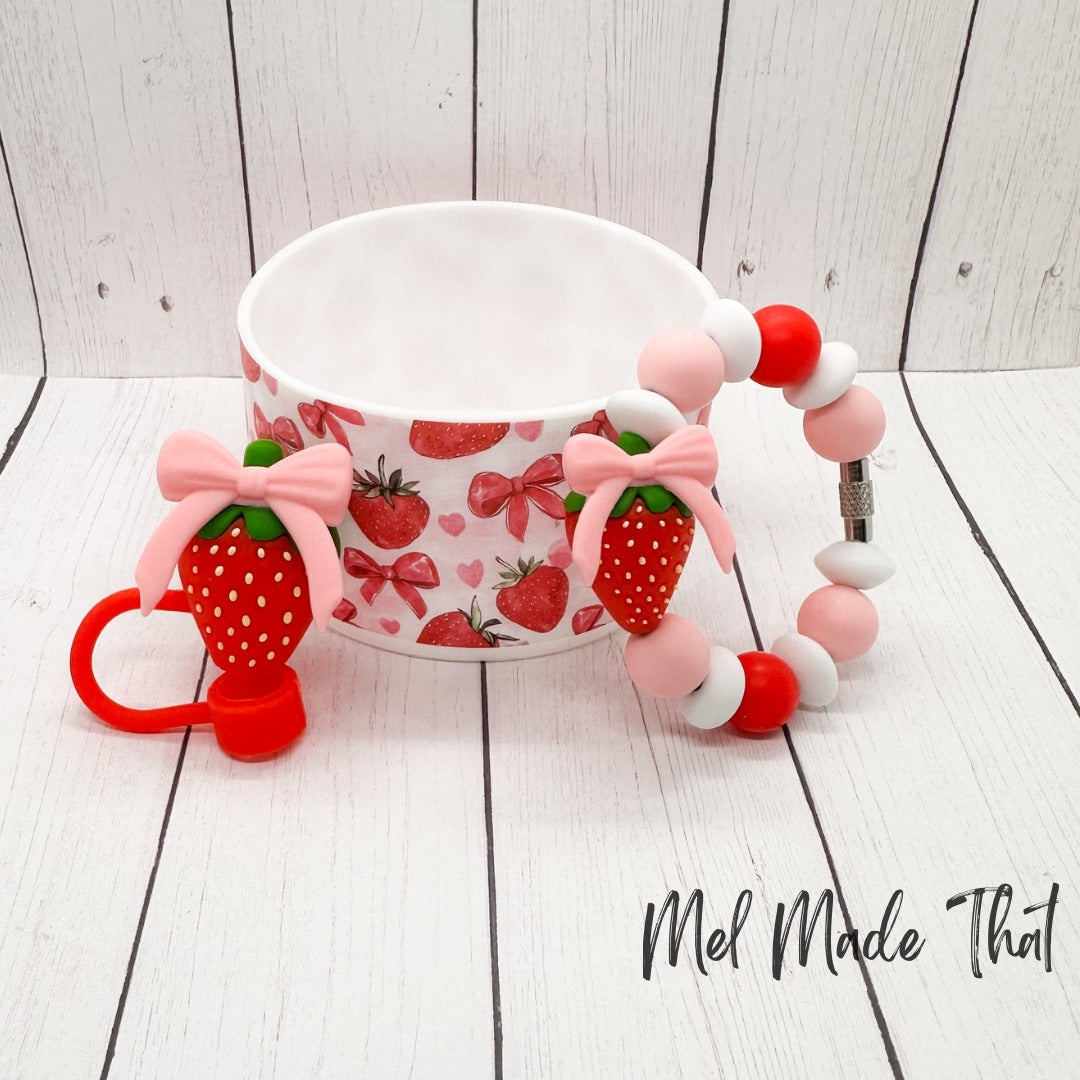 Strawberries and Bows Tumbler Accessories