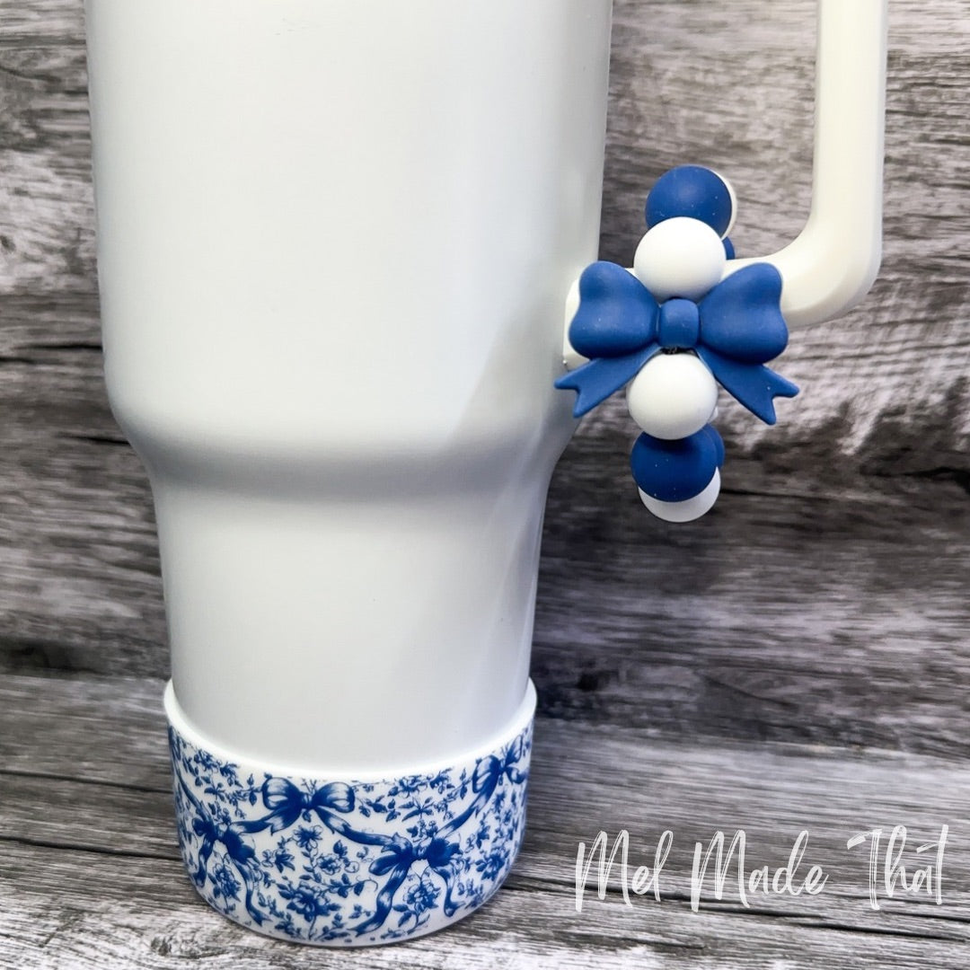 Blue Floral and Bows Tumbler Accessories