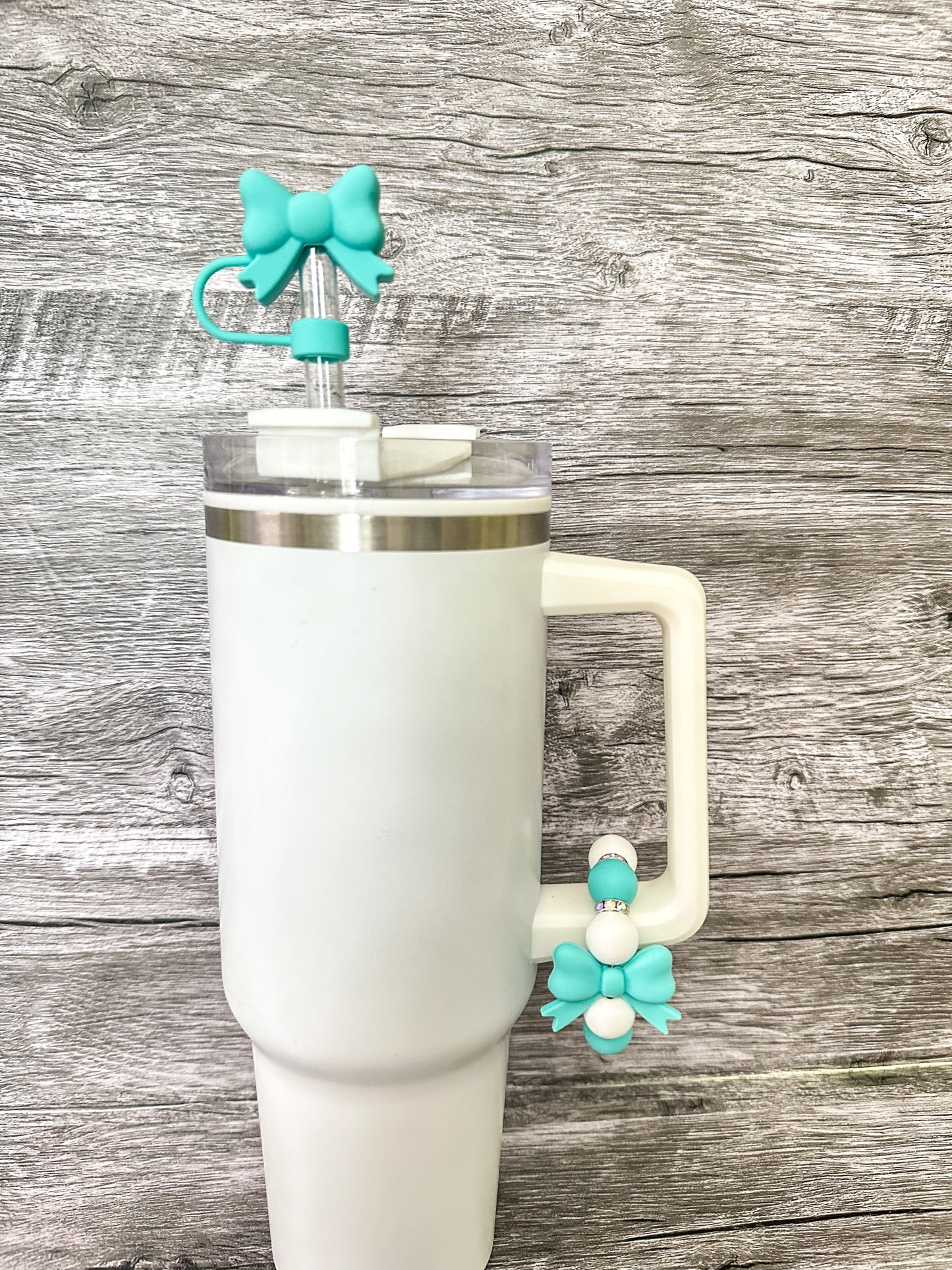 Turquoise Bow Tumbler Cup Accessories