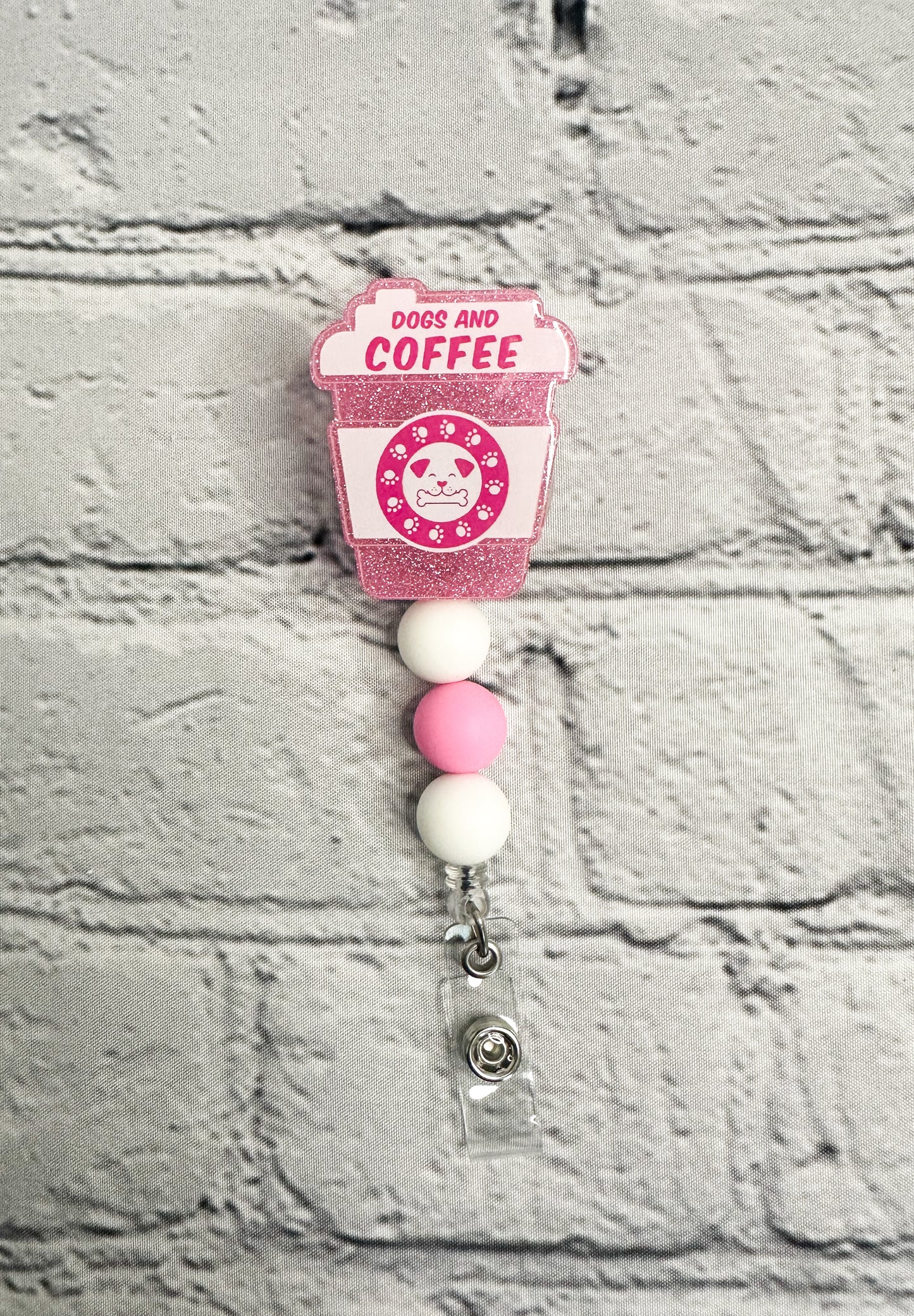 Dogs & Coffee (Pink) - Badge Reel