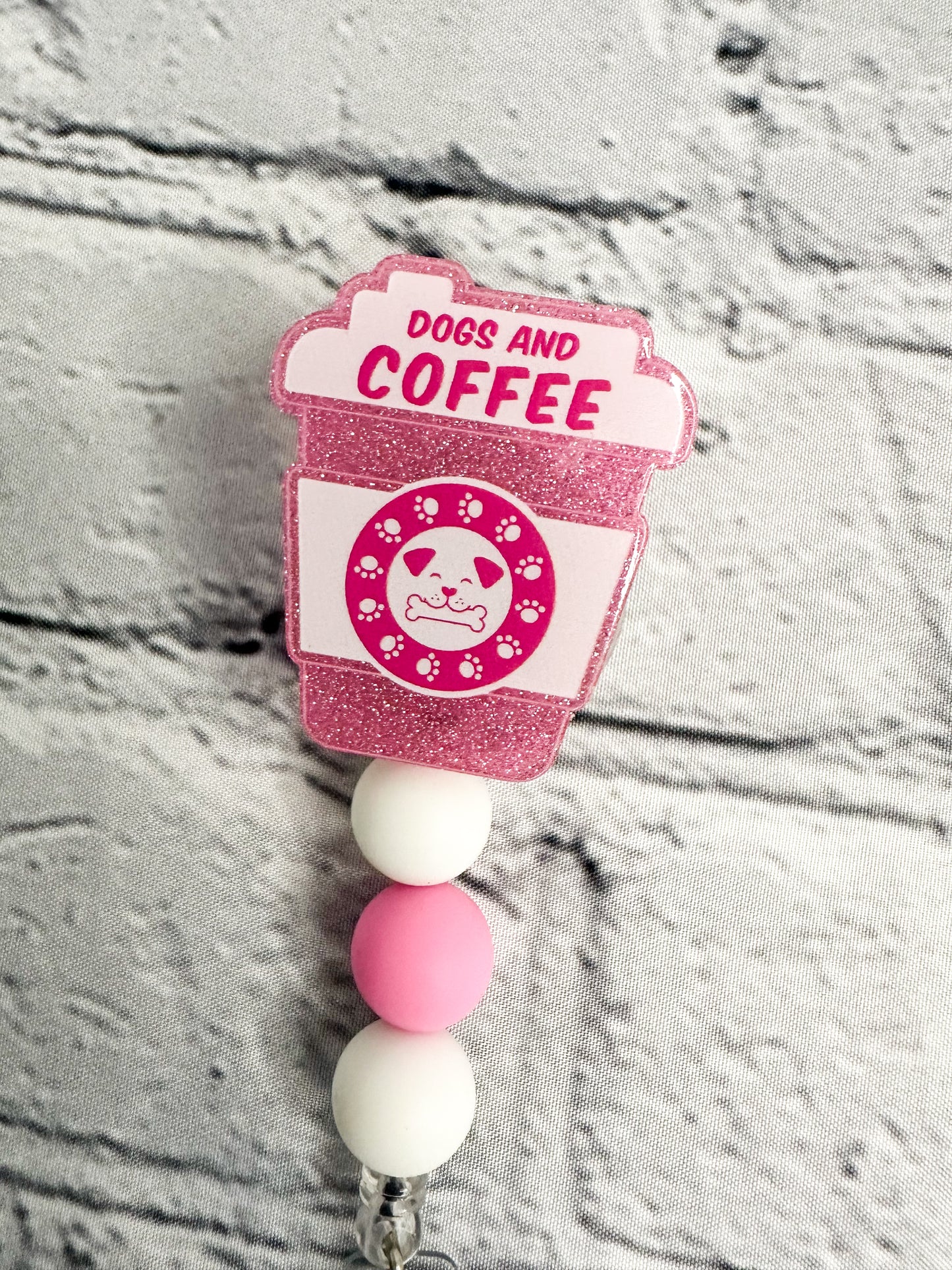 Dogs & Coffee (Pink) - Badge Reel