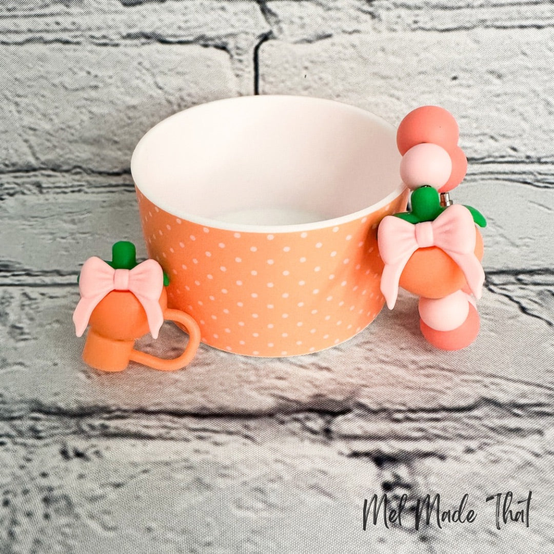 Peach & Bow Tumbler Accessories