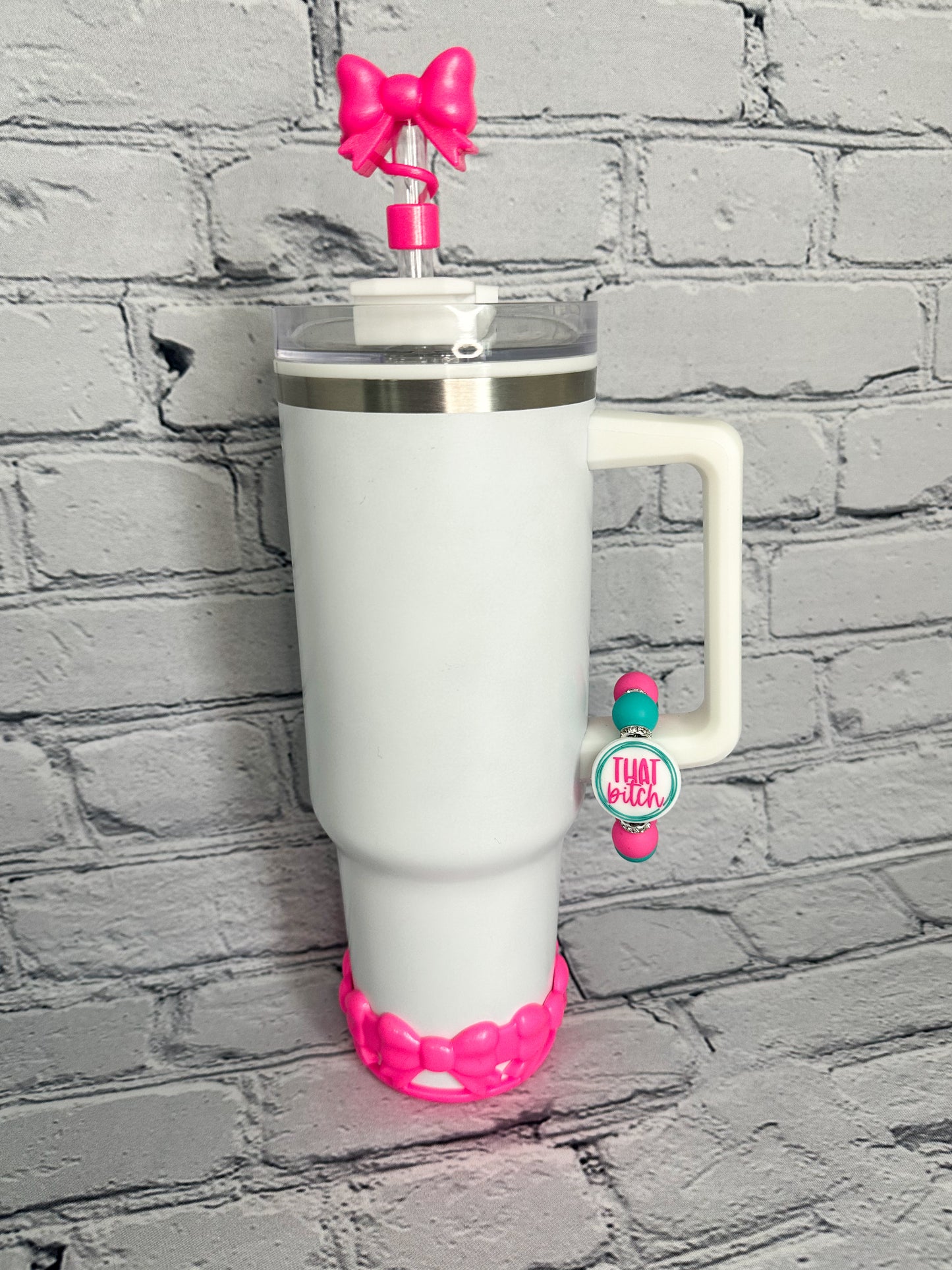 Hot Pink Opal Bows (Sassy) Tumbler Accessories