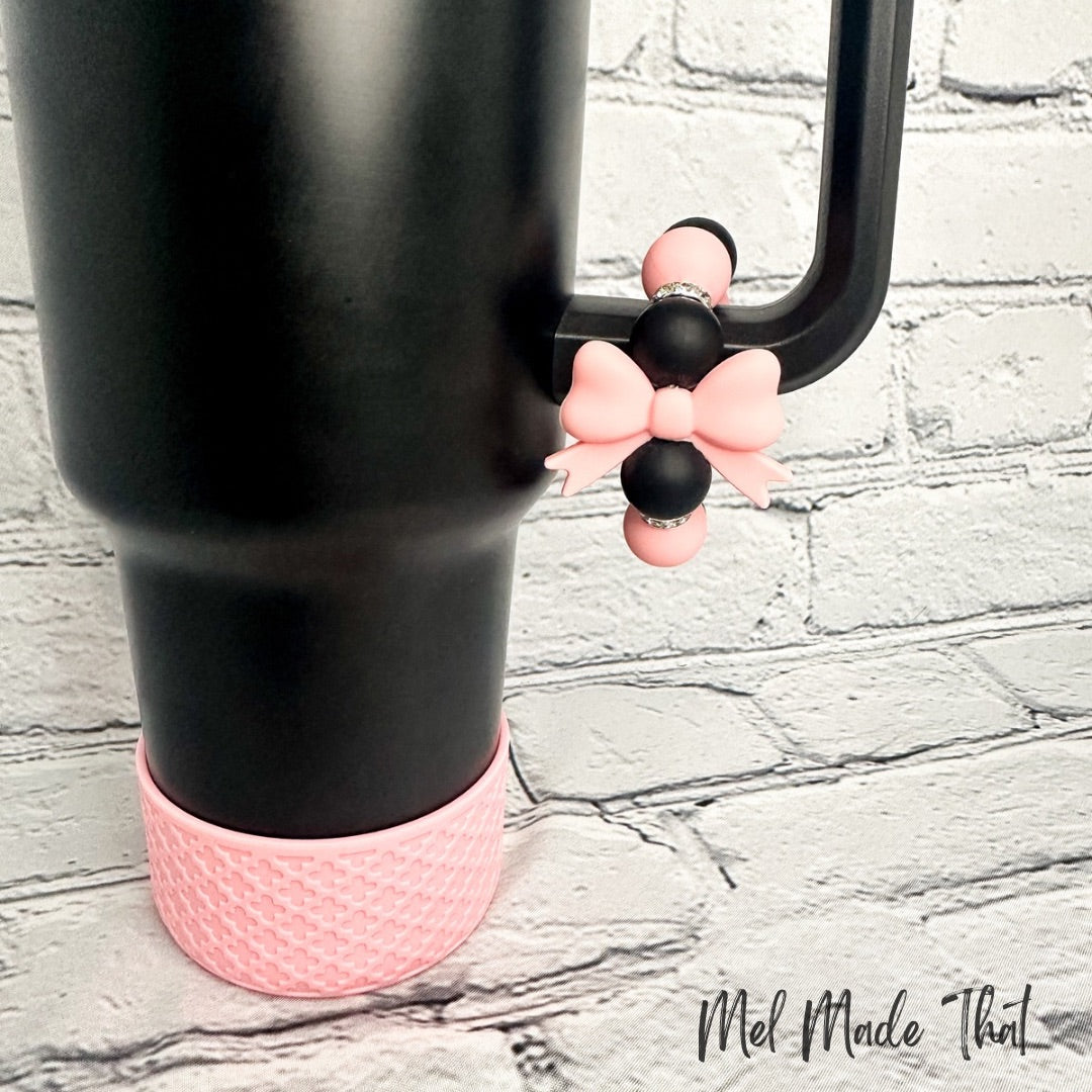 Pink Bows & Quatrefoil Tumbler Accessories
