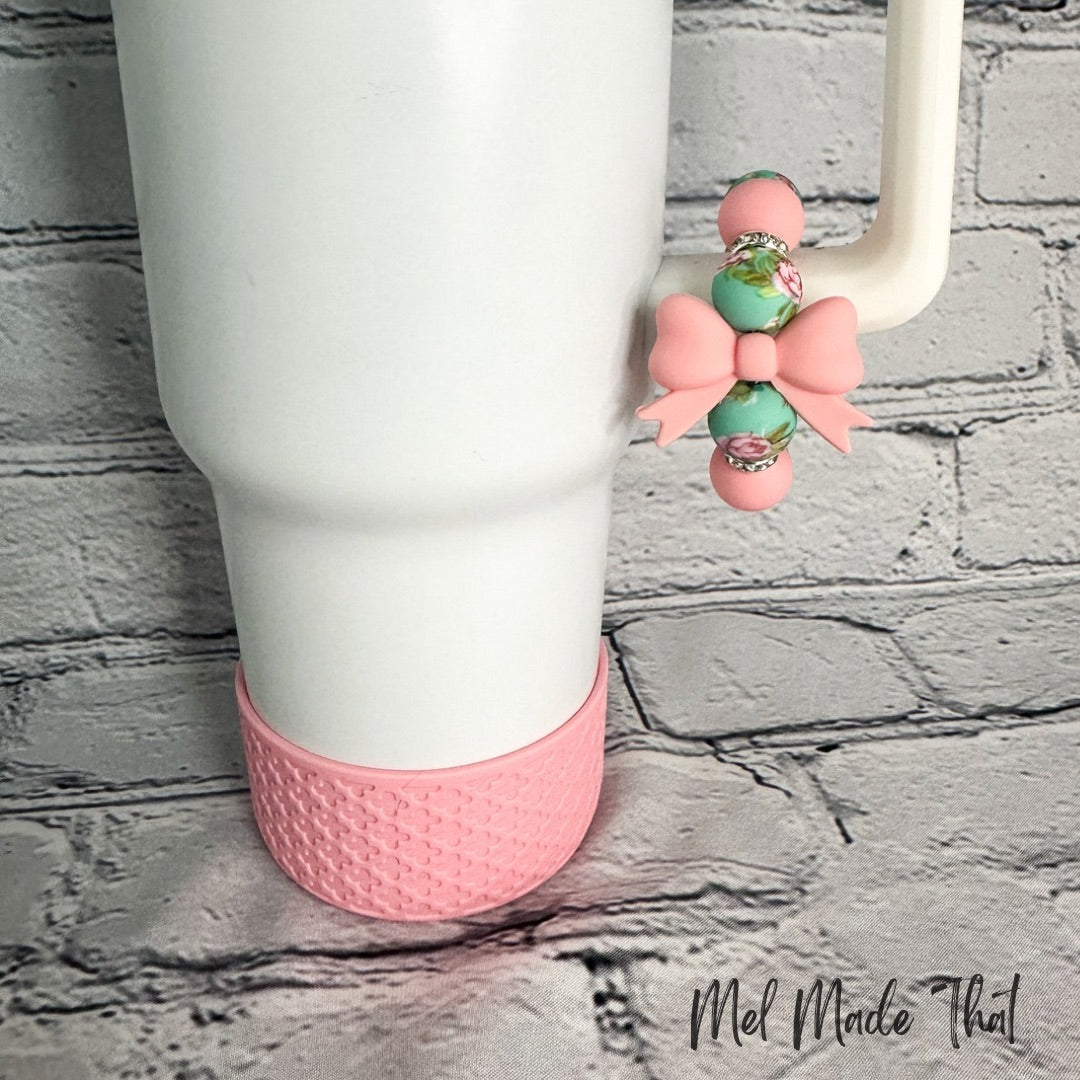 Pink Bows and Floral & Quatrefoil Tumbler Accessories