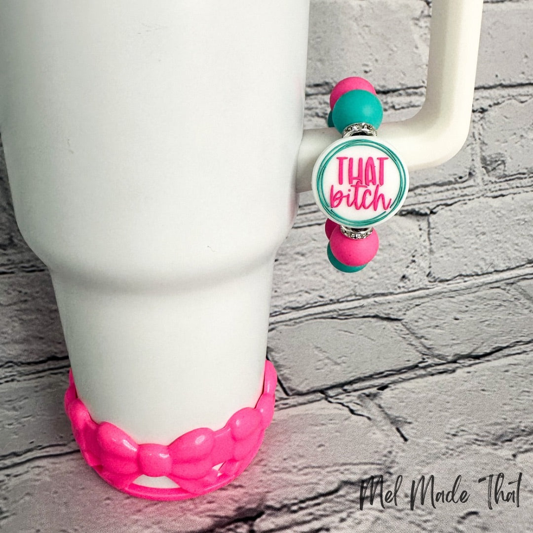 Hot Pink Opal Bows (Sassy) Tumbler Accessories