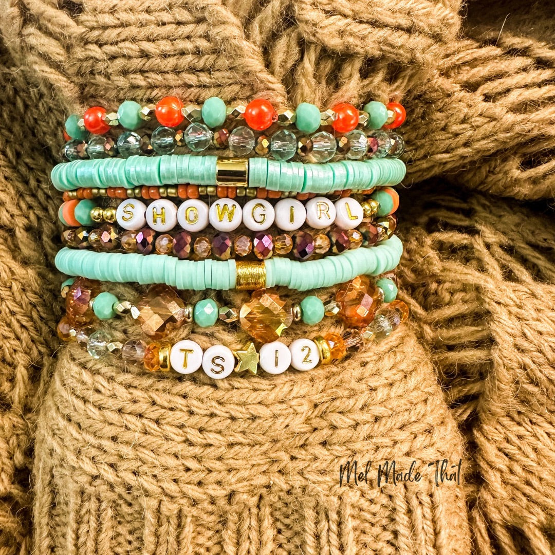 Inspired Bracelets - Showgirl - Orange/Mint Bling