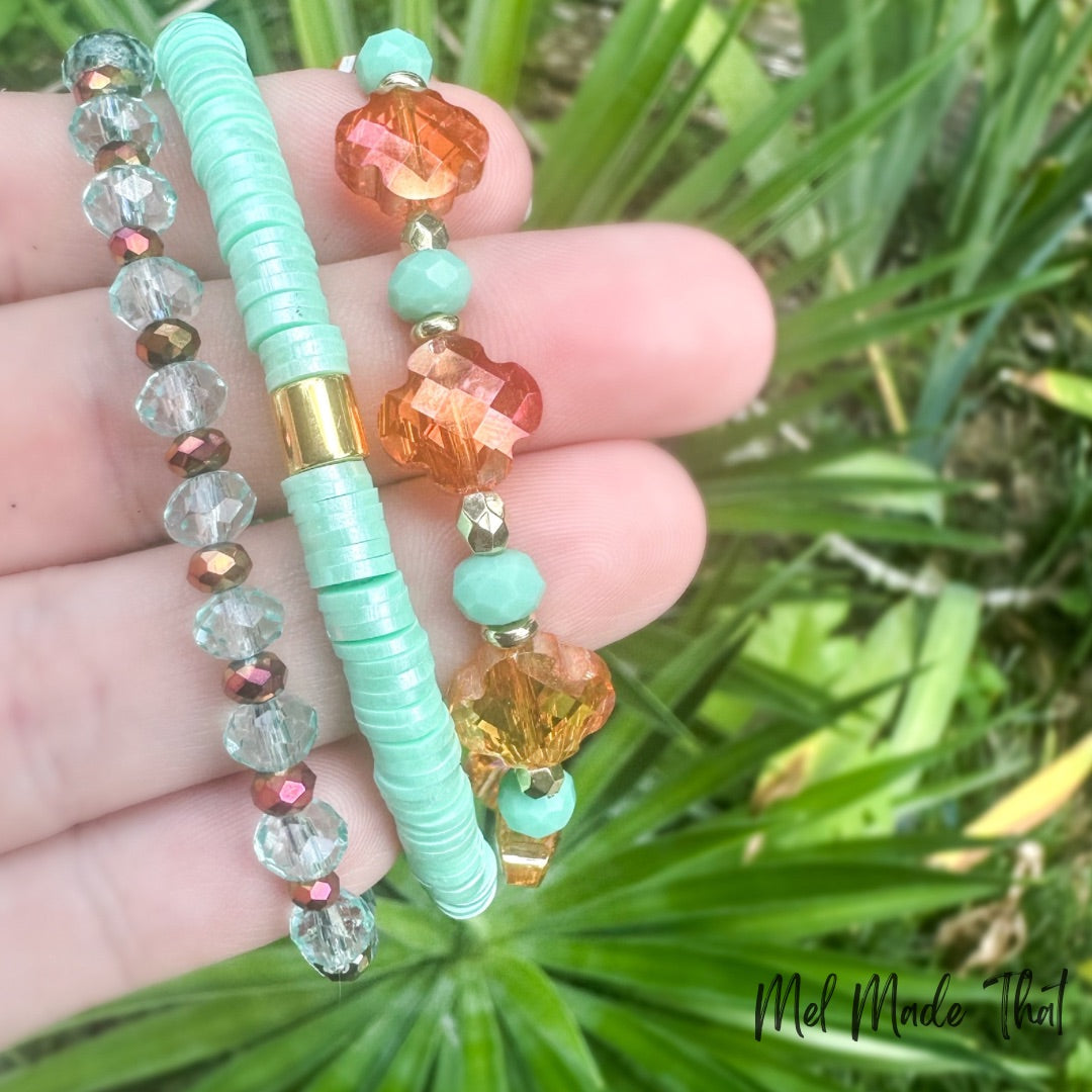 Inspired Bracelets - Showgirl - Orange/Mint Bling