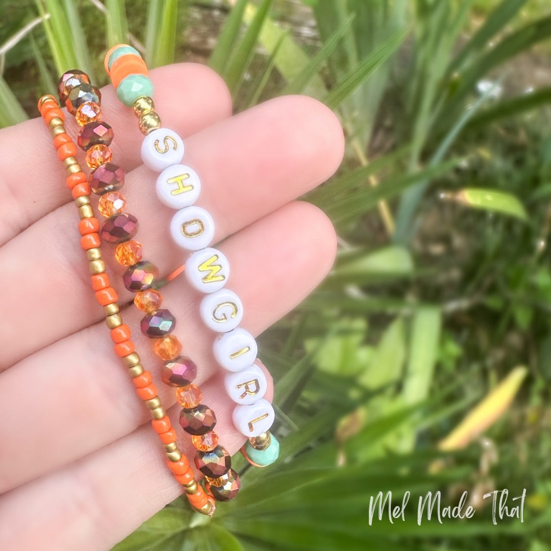 Inspired Bracelets - Showgirl - Orange/Mint Bling