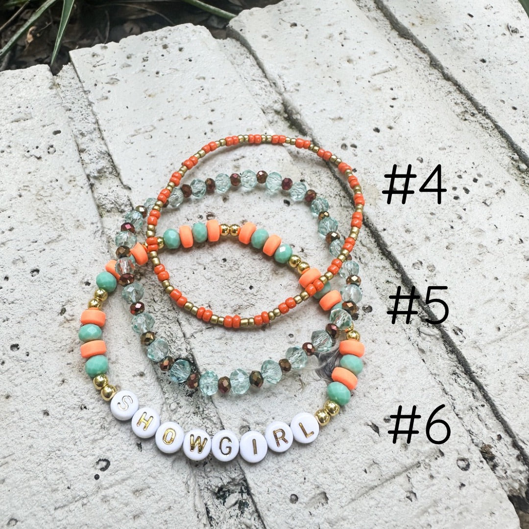Inspired Bracelets - Showgirl - Orange/Mint Bling