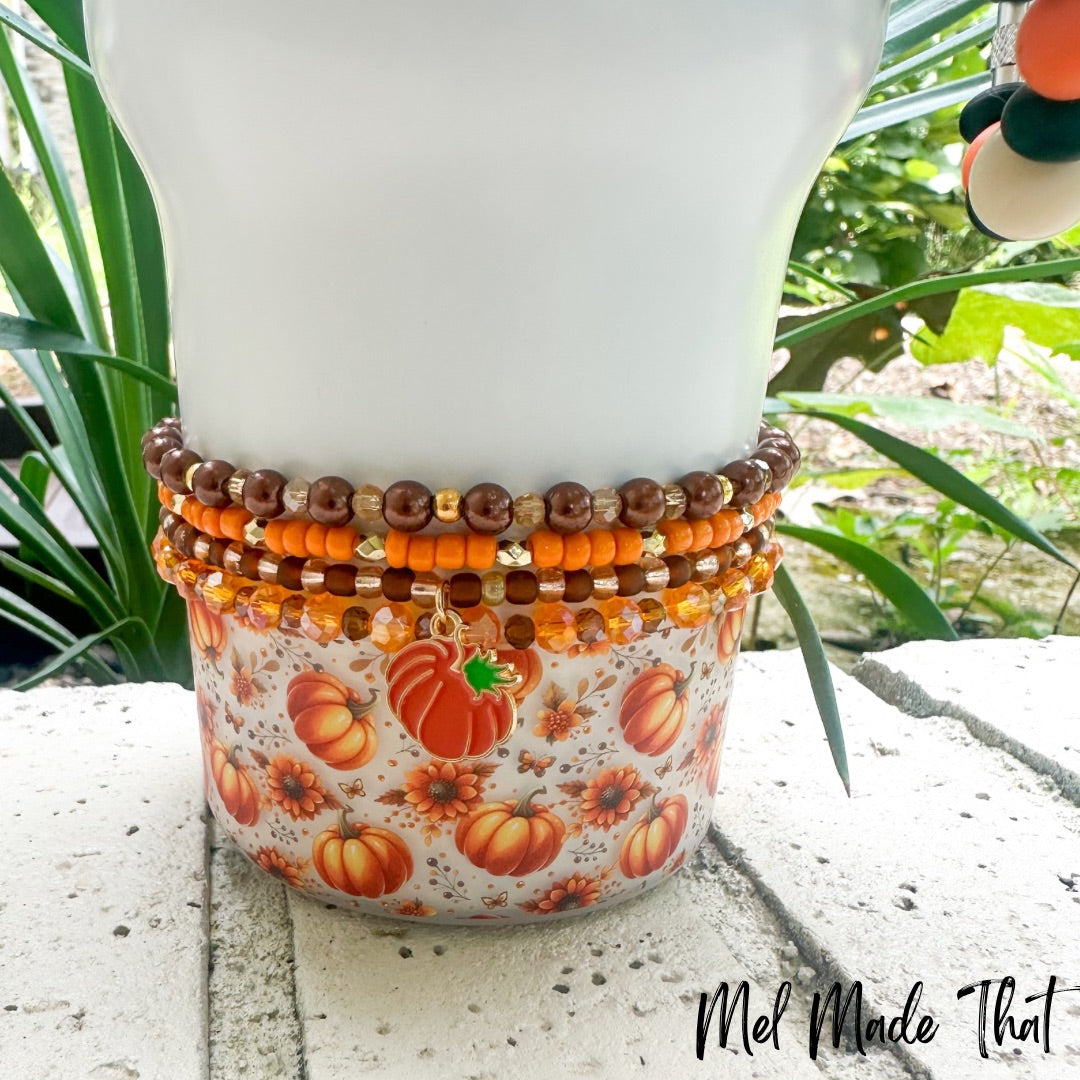 Fall Tumbler Beaded Bracelet Set
