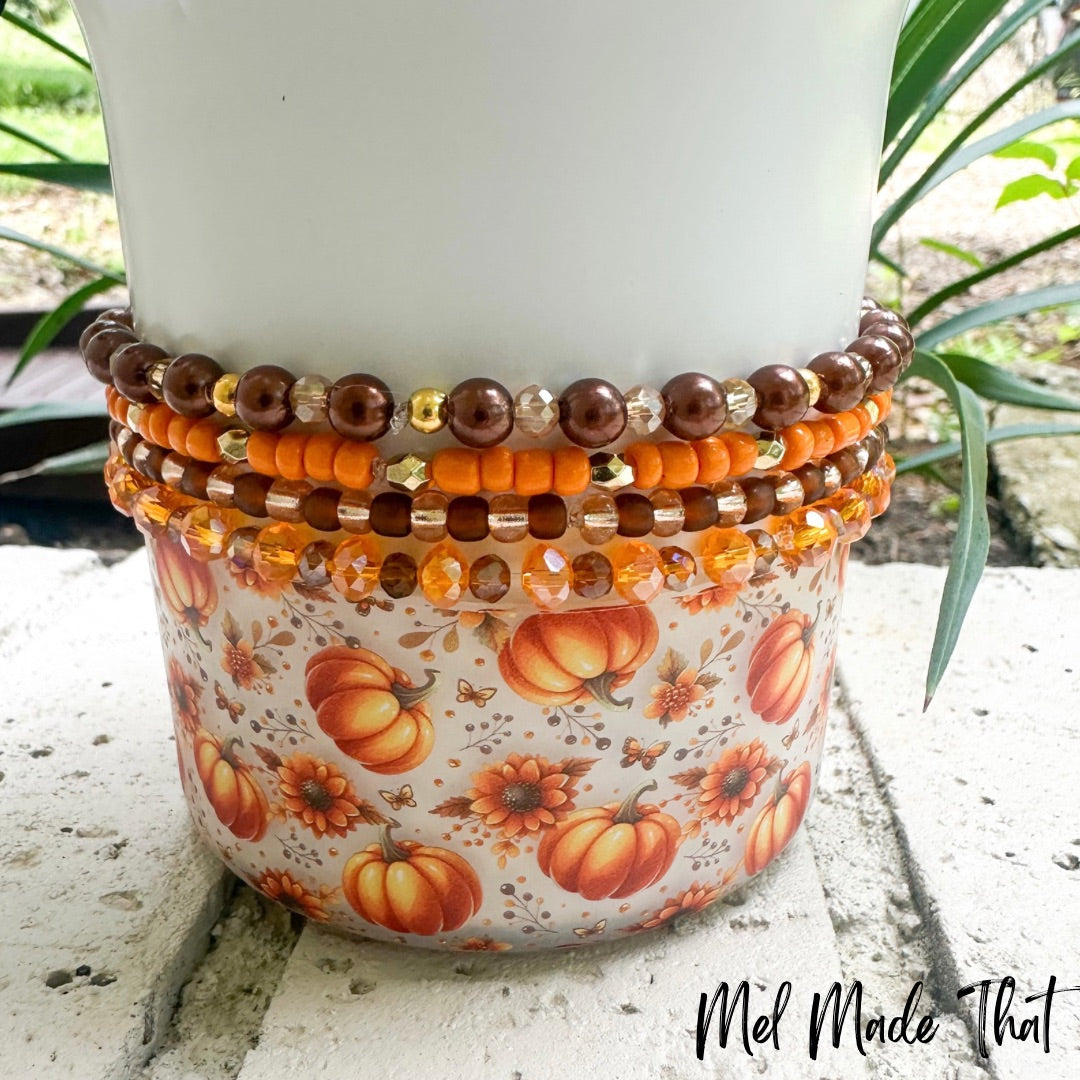 Fall Tumbler Beaded Bracelet Set