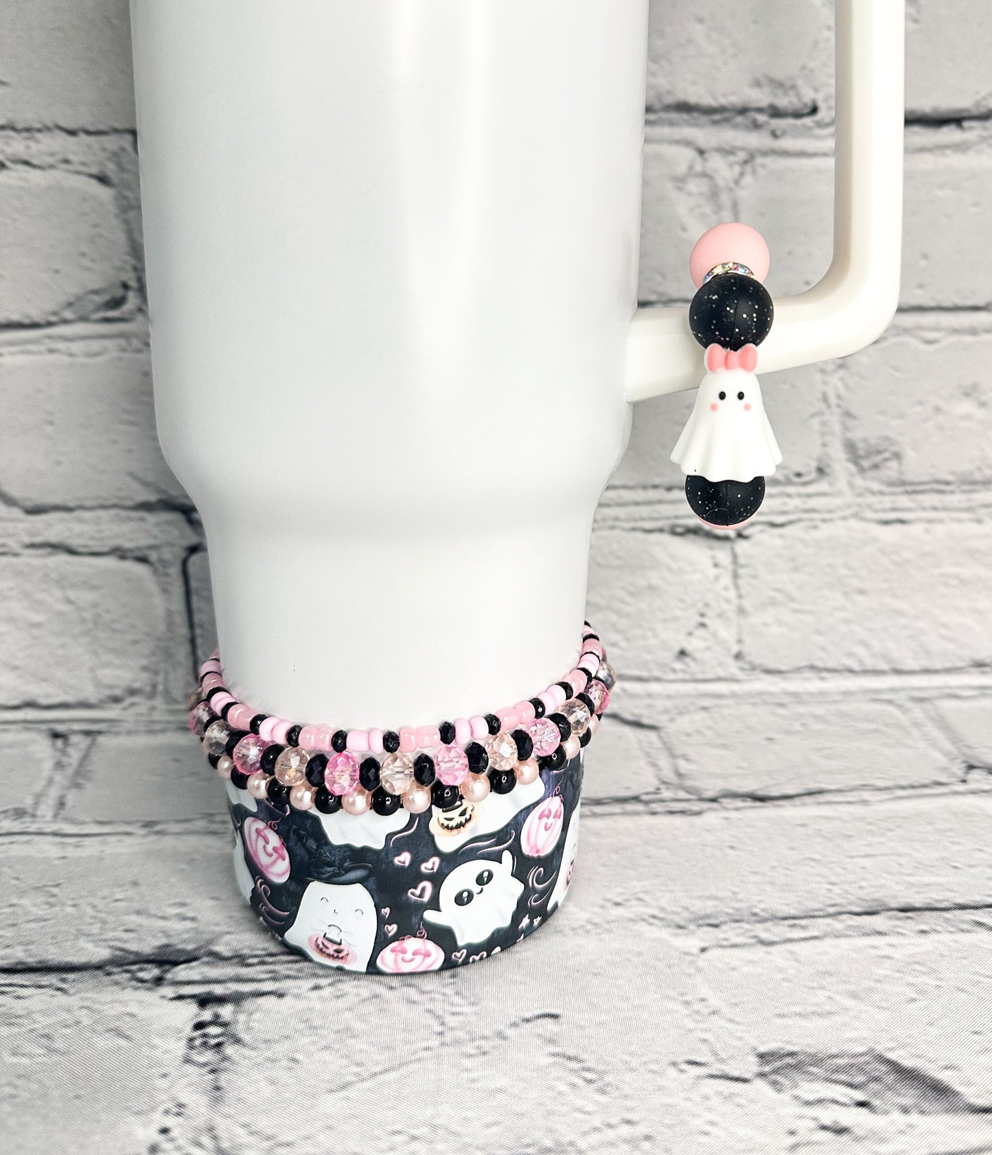 Pink Ghosts & Pumpkins | Halloween Tumbler Accessories