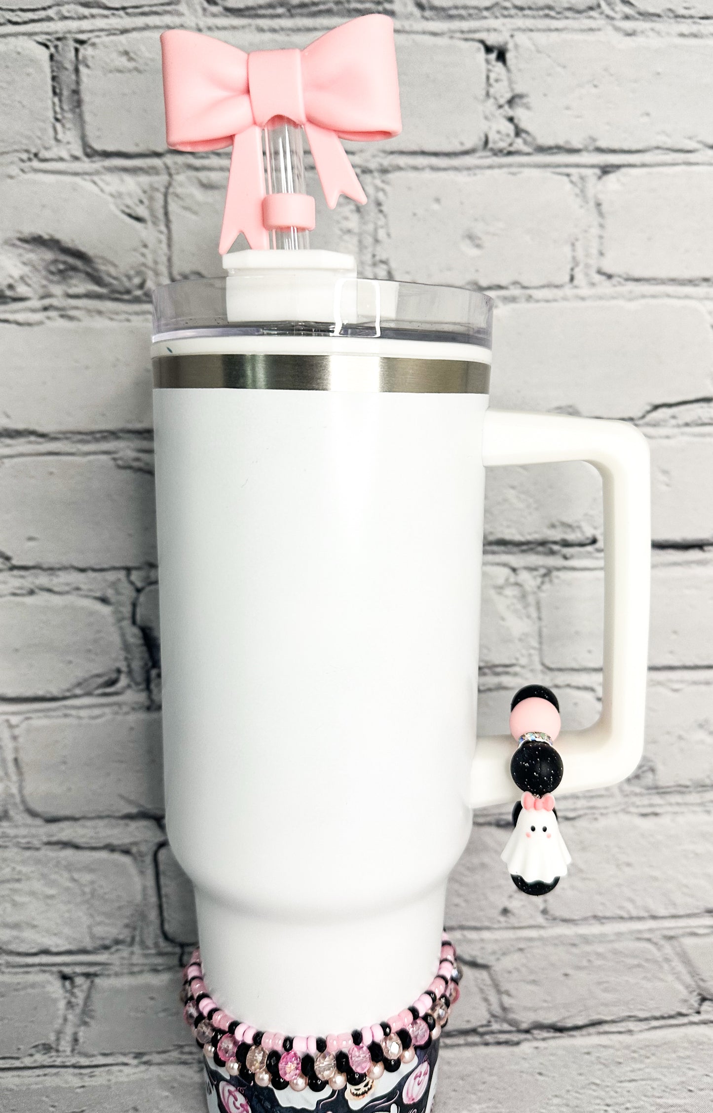 Pink Ghosts & Pumpkins | Halloween Tumbler Accessories