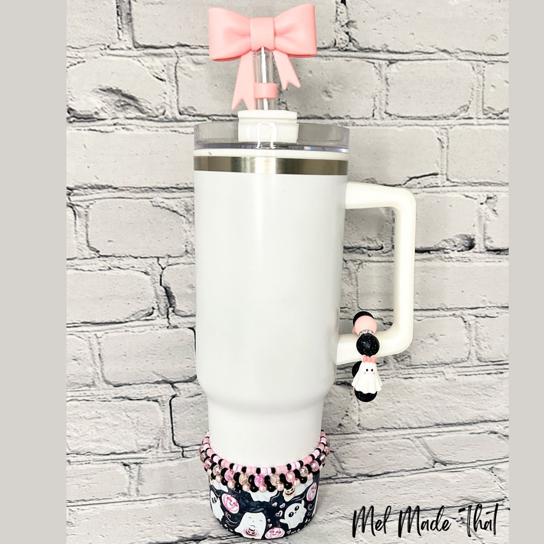 Pink Ghosts & Pumpkins | Halloween Tumbler Accessories