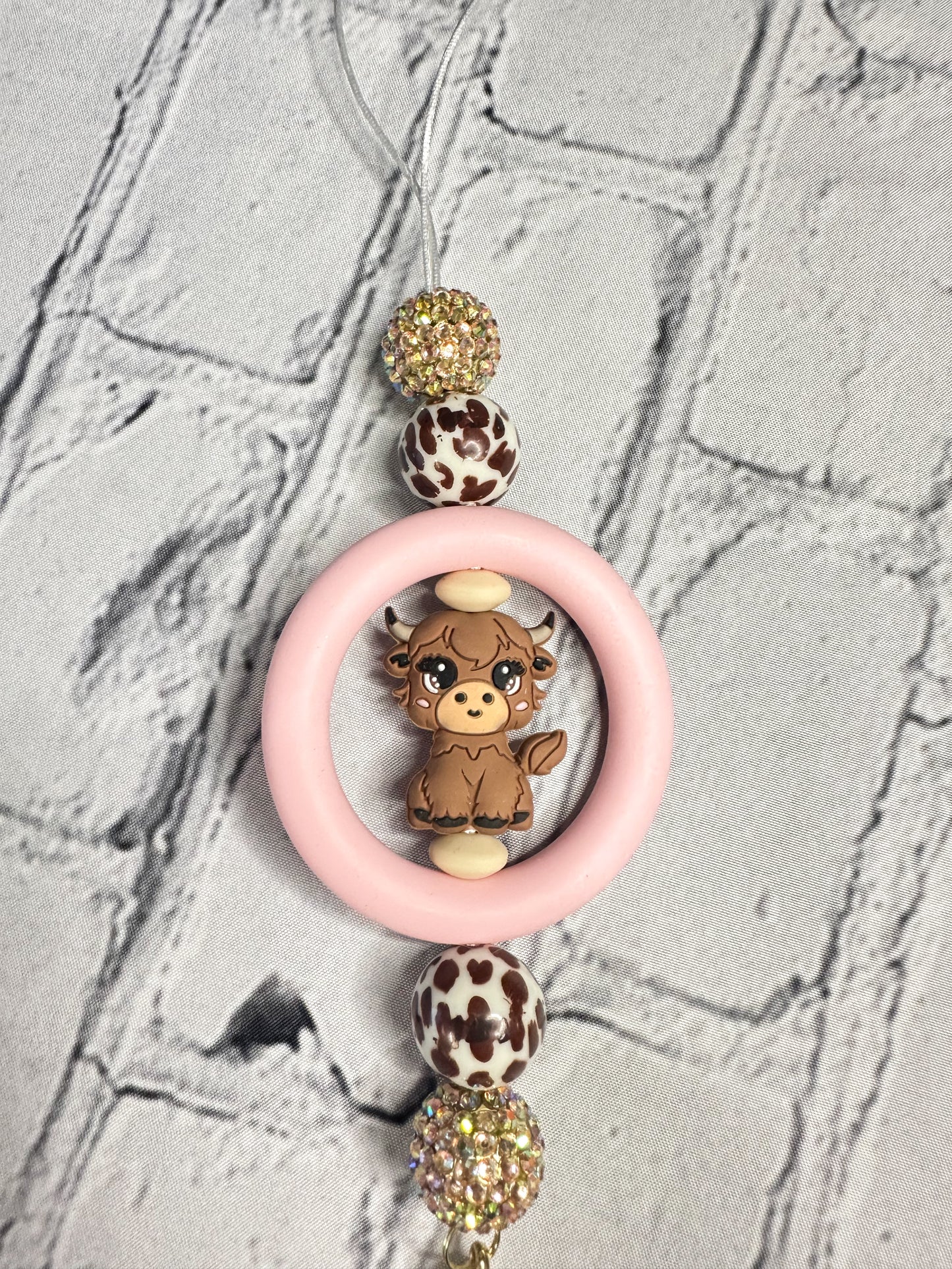BrownHighland Cow - CAR CHARM {for Rearview Mirror}
