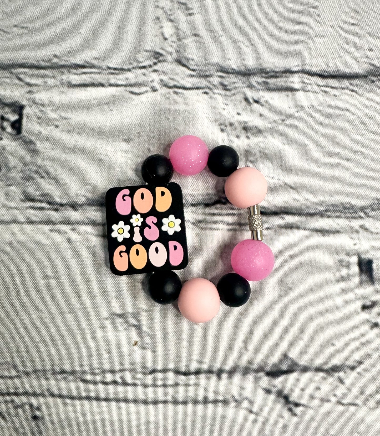 God is Good (pink/black) - Cup Charm