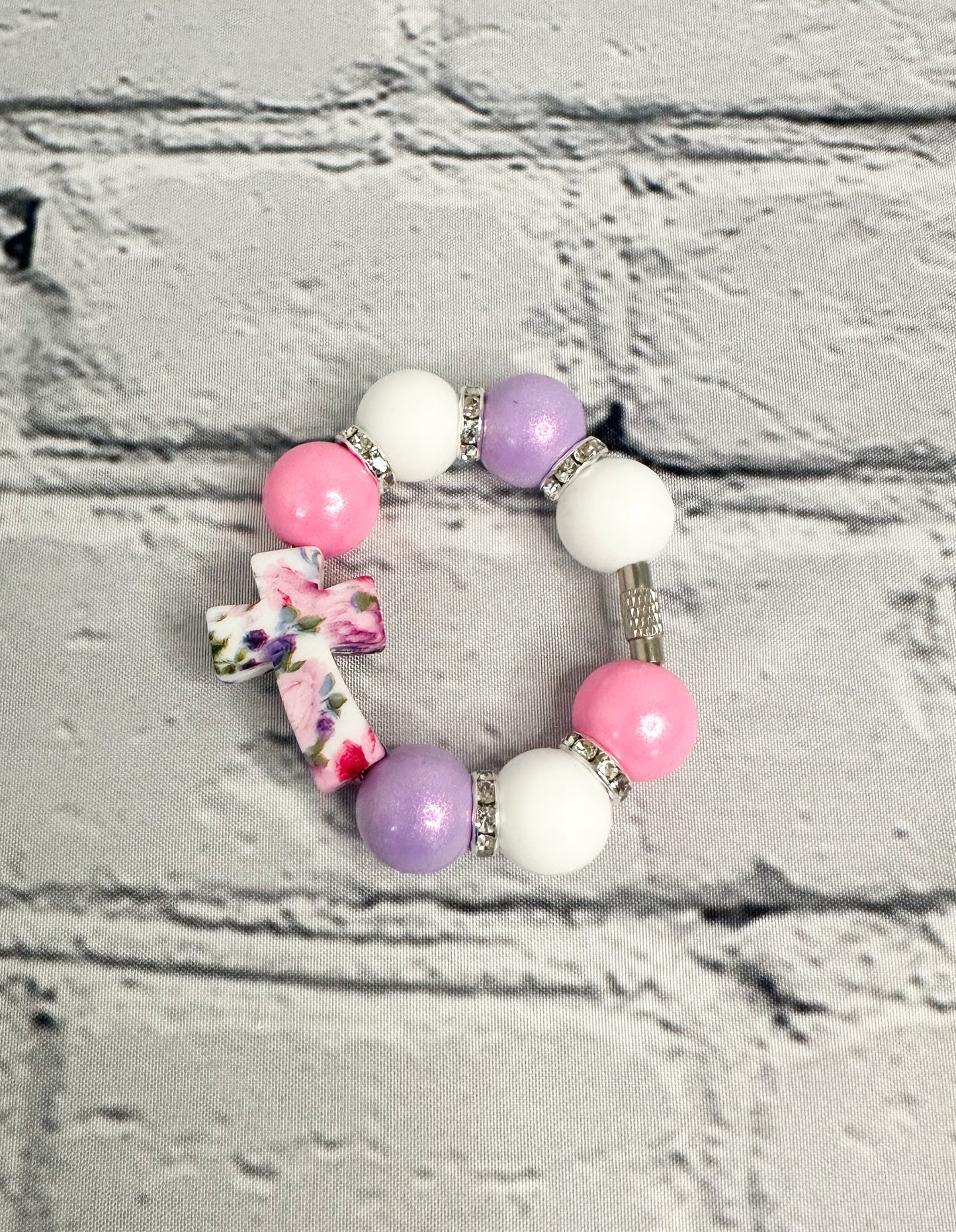 Floral Cross - Cup Charm