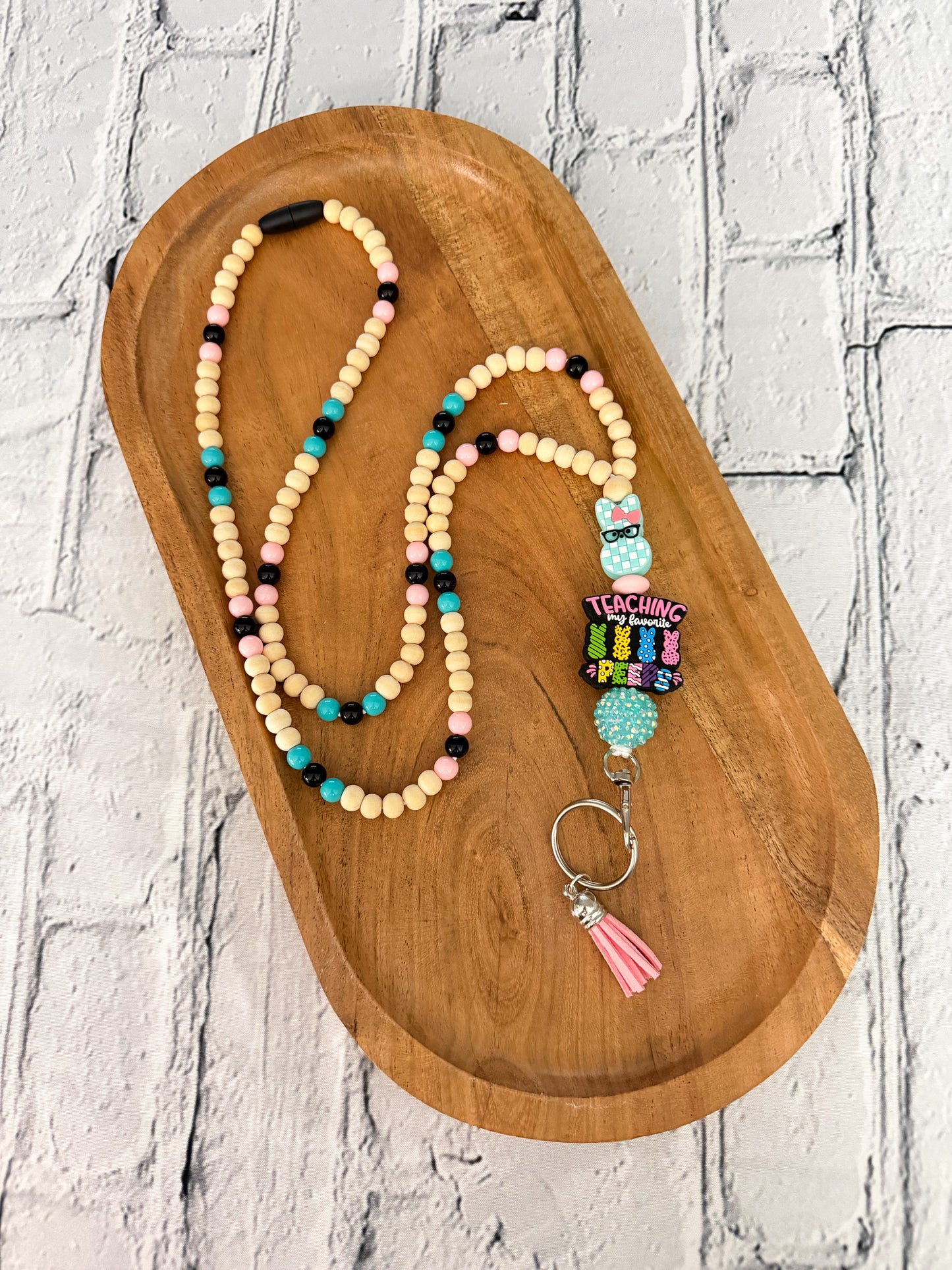 Easter - Blue Checkered Bunny - Lanyard