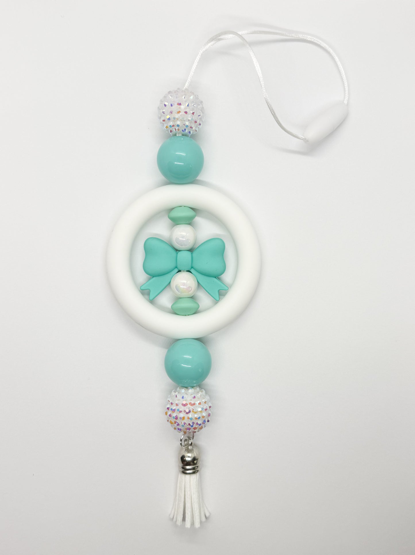Turquoise Bow - CAR CHARM {for Rearview Mirror}