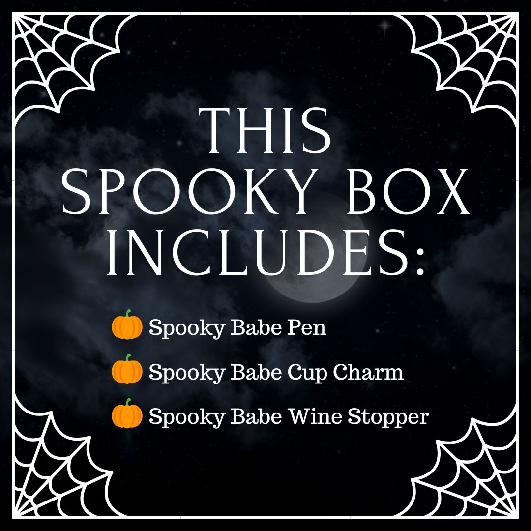 Spooky Box - Spooky Babe Pen, Cup Charm & Wine Stopper - Perfect Gift for your Boo!