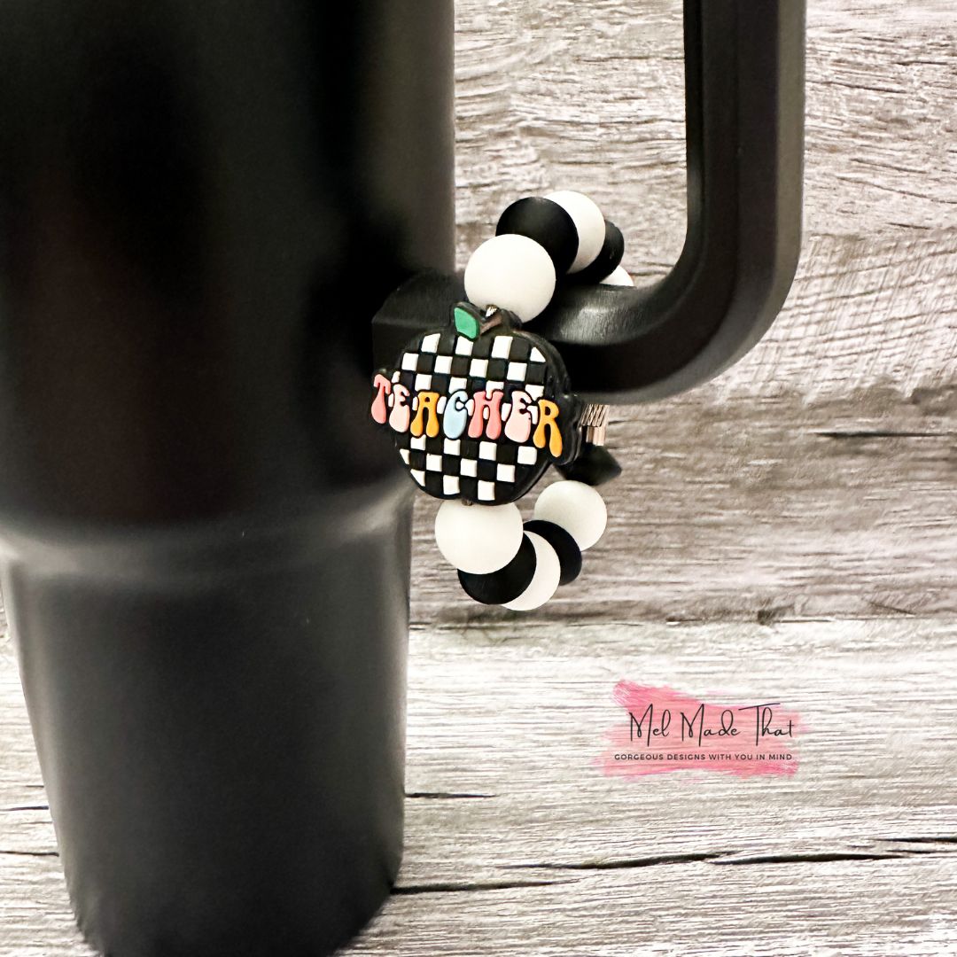 Cup Charm/Luggage Tag - Teacher - Checkered