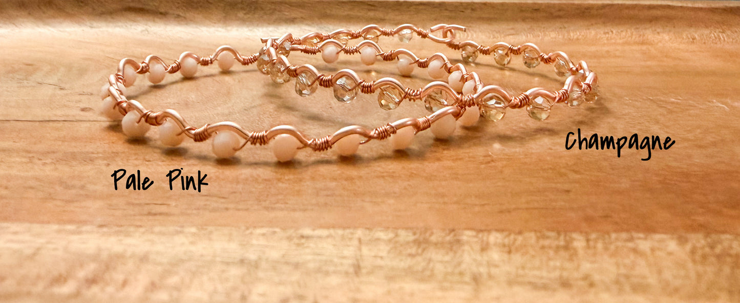 Hand-Wrapped Wire Beaded Bracelet