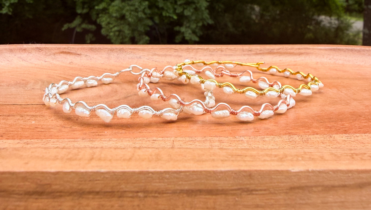 Hand-Wrapped Wire Beaded Bracelet