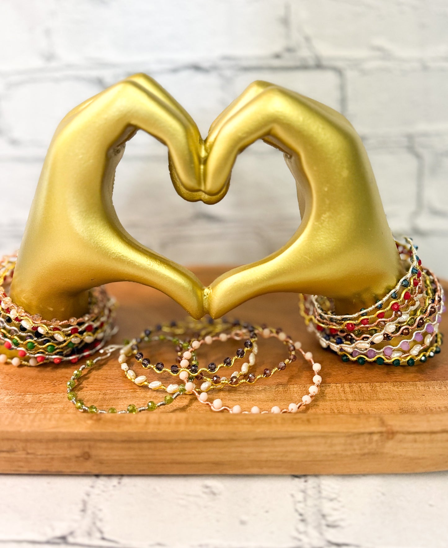 Hand-Wrapped Wire Beaded Bracelet