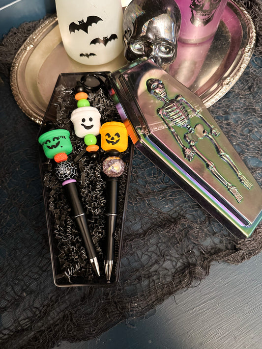 Spooky Box - Halloween Treat Bucket Pens & Keychain - Perfect Gift for your Boo!