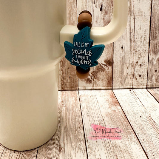 Cup Charm/Luggage Tag - Blue Leaf - Fall is My Second Favorite F-Word