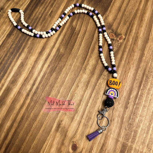 LANYARD - Halloween/Fall - BOO with Rainbow