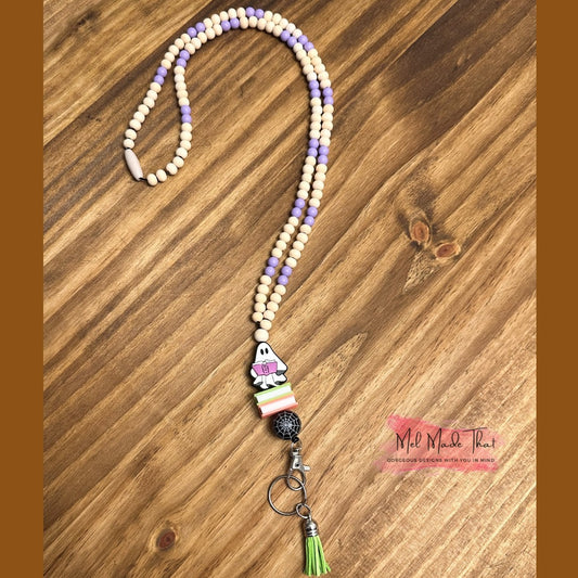 LANYARD - Halloween/Fall - Ghost with Books