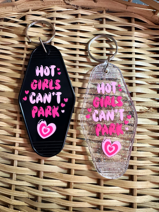 Retro/Vintage Motel Keychain - Hot Girls Can't Park