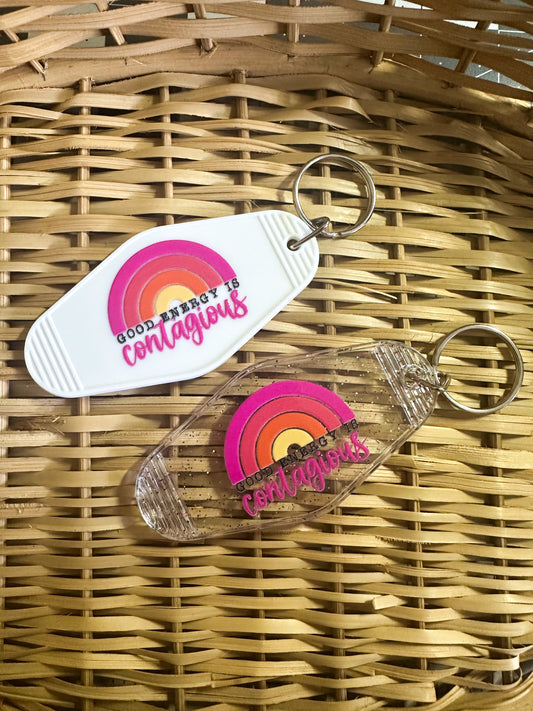 Retro/Vintage Motel Keychain - Good Energy is Contagious