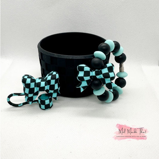 Checkered Coquette Bow Tumbler Accessories