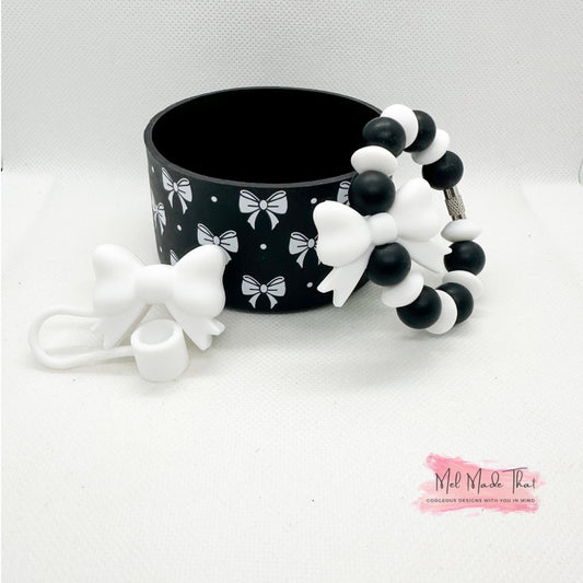 Black and White Coquette Bow Tumbler Accessories