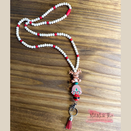 Very Merry Teacher LANYARD - Reindeer