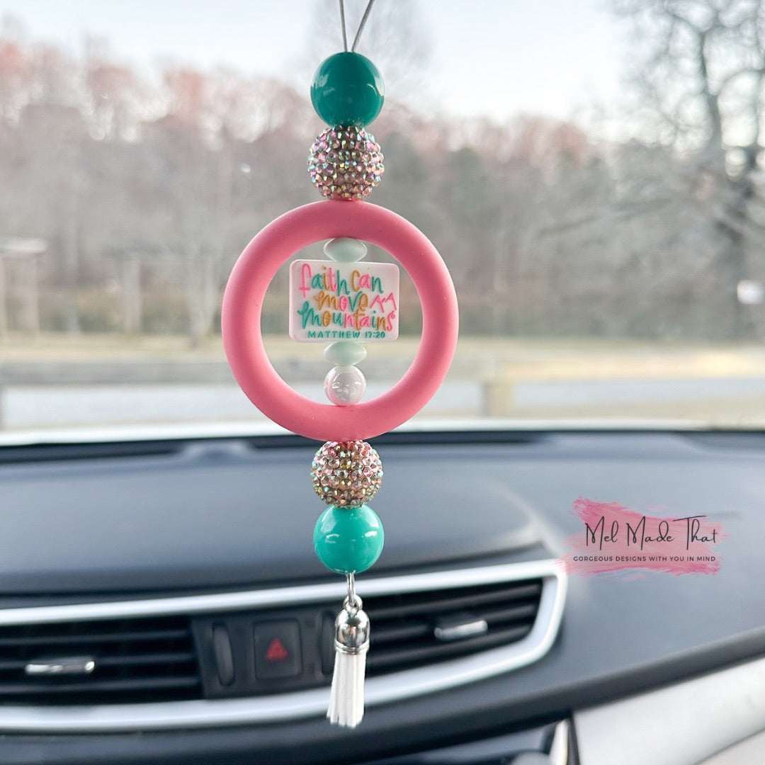 CAR CHARM - Faith Can Move Mountains {for Rearview Mirror}